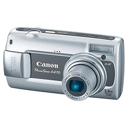 Canon Powershot A470 7.1MP Camera with 3.4x Optical Zoom and 2.5 LCD - Grey