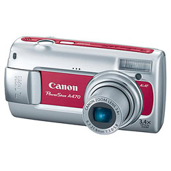 Canon Powershot A470 7.1MP Camera with 3.4x Optical Zoom and 2.5 LCD - Red