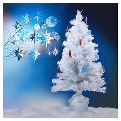 Eforcity Christmas Tree w/ Ornaments & Color LED Light, White, 36 inch