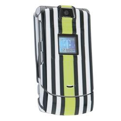 Eforcity Clip-On Case for Motorola RAZR V3 / V3c / V3m, Black / White Stripes by Eforcity