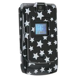 Eforcity Clip-On Case for Motorola RAZR V3 / V3c / V3m, Black w/ Silver Stars by Eforcity