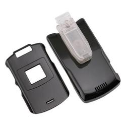 Eforcity Clip-on Case w/ Belt Clip for Motorola RAZR V3xx, Black