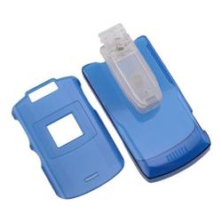 Eforcity Clip-on Crystal Case w/ Belt Clip for Motorola RAZR V3xx, Blue