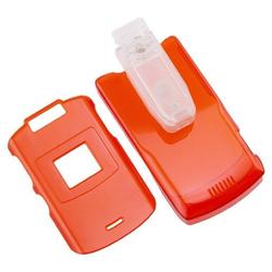 Eforcity Clip-on Crystal Case w/ Belt Clip for Motorola RAZR V3xx, Red