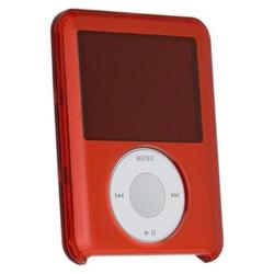 Eforcity Clip-on Crystal Case w/ Lanyard for iPod Gen3 Nano, Clear Red