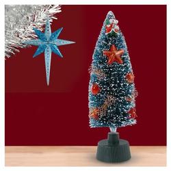 Eforcity Cone Shape White Flake Desktop Christmas Tree w/ Red Ornaments & Color LED Light, 12 inch