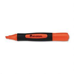 Universal Desk Highlighter with Comfort Grip, Fluorescent Orange Ink, Dozen (UNV18863)