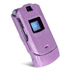 Eforcity EFORCITY Premium Clip-On Leather Protective Case w/Belt Clip for Motorola RAZR V3 / V3m, Purple