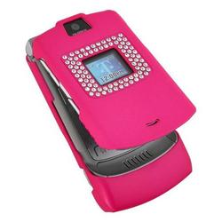 Eforcity EFORCITY Premium Clip-On Rubber Case w/ Bling for Motorola RAZR V3 / V3c, Hot Pink