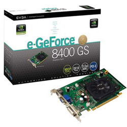EVGA e-GeForce 8400 GS Graphics Card - nVIDIA GeForce 8400 GS 459MHz - 512MB GDDR2 SDRAM 128bit - PCI Express x16 - Retail