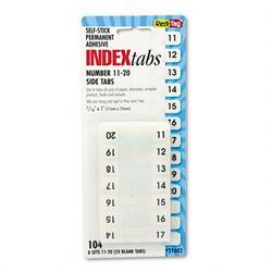 Redi-Tag/B. Thomas Enterprises Easy-To-Read Self-Stick Index Tabs, 11-20 Tab Titles, 104 Tabs/Pack (RTG31002)