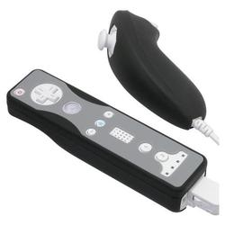 Eforcity Premium 2 Tone Virgin Silicone Skin Case for Nintendo Wii Remote Control & Nunchuk Black