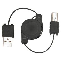 Eforcity Premium Retractable USB 2.0 Type A-B Cable, Black [Supports plug & play connections for dev