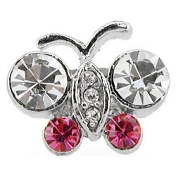 Eforcity Rose and White Butterfly Antenna Ring Accessory