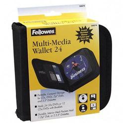 Fellowes Manufacturing Fellowes CD Case - Book Fold - Nylon - Black - 24 CD/DVD, 2 Zip Disk, 4 Floppy Disk