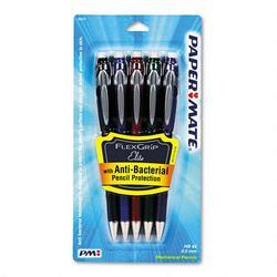Faber Castell/Sanford Ink Company FlexGrip Elite™ Mechanical Pencil, Refillable, .5mm Lead, Black, Blue, Red, 5/Pack (PAP90910)