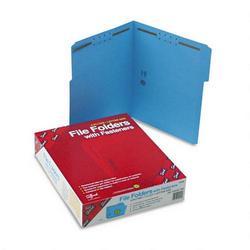 Smead Manufacturing Co. Folders with Two 2 Capacity Fasteners, Letter, 1/3 Cut Assorted, Blue, 50/Box (SMD12040)
