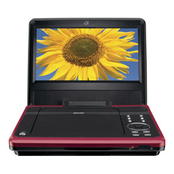 GPX PD808R Portable DVD Player - 8 TFT LCD - DVD+RW, DVD-RW, CD-RW, Secure Digital (SD) - DVD Video, JPEG, Video CD Playback - Red