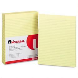 Universal Office Products Glue Top 8 1/2 x 11 Writing Pads, Canary, Wide Rule, 50/Pad, Dozen (UNV22000)