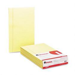 Universal Office Products Glue Top 8 1/2 x 14 Writing Pads, Wide Rule, Canary, 50/Pad, Dozen (UNV50000)