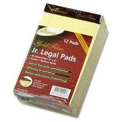 Ampad/Divi Of American Pd & Ppr Gold Fibre® 16# Watermarked Canary Jr. Legal Ruled 5 x 8 50 Sheet Pads, Dozen (AMP20004)