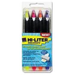 Avery-Dennison Hi Liter® SmearSafe™ Fluorescent Highlighter, Four Color Fluorescent Set (AVE49349)