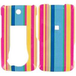 Wireless Emporium, Inc. LG Muziq LX570 Blue Yellow Pink Stripes Snap-On Protector Case