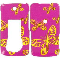 Wireless Emporium, Inc. LG Muziq LX570 Hot Pink w/ Glitter Butterflies Snap-On Protector Case
