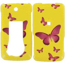 Wireless Emporium, Inc. LG Muziq LX570 Yellow w/ Pink Butterflies Snap-On Protector Case