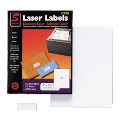 Simon Marketing Inc Laser Mailing Labels, 1 x2-5/8 , 3000, Bright White (SIL12580)