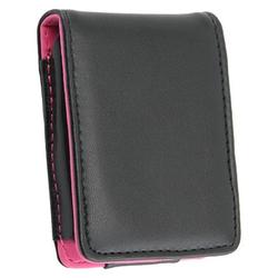 Eforcity Leather case for iPod Gen3 Nano, Black / Hot Pink