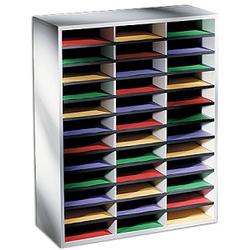 Fellowes Manufacturing Literature Organizer, Laminate Shell, 36 Letter Size Compartments, Dove Gray (FEL25061)