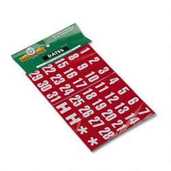 Magna Visual, Inc. Magnetic Board Characters, 1 h Calendar Dates, White on Red, 31/Set (MAVFH33)