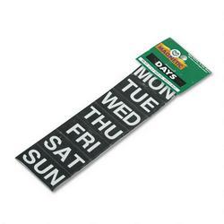 Magna Visual, Inc. Magnetic Board Characters, Days of the Week, 2w x 1h, White on Black, 7/Set (MAVFH27)
