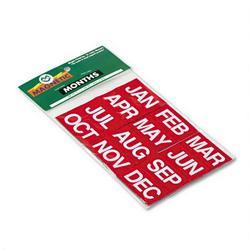 Magna Visual, Inc. Magnetic Board Characters, Months of the Year, 2w x 1h, White on Red, 12/Set (MAVFH13)