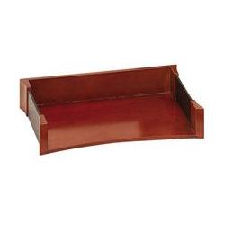 RubberMaid Mahogany Wood & Black Leather Letter Tray, 13 3/8w x 9 11/16d x 2 5/8h (ROL81759)
