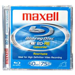 MAXELL CORP OF AMERICA Maxell BD-RE Media - 7.5GB - 80mm Mini - 1 Pack Jewel Case