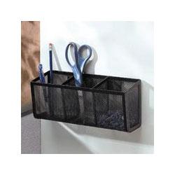 RubberMaid Mesh Magnetic Organizer, Three Compartments, Black, 12w x 4d x 5h (ROL62621)