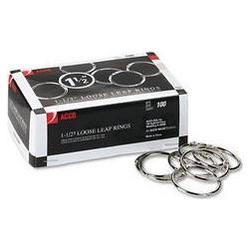 Acco Brands Inc. Metal Book Rings, 1 1/2 Diameter, 100 Rings per Box (ACC72204)
