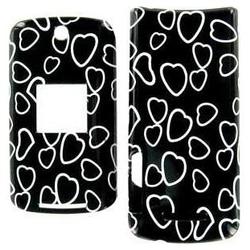 Wireless Emporium, Inc. Motorola KRZR K1 Black with Hearts Snap-On Protector Case Faceplate