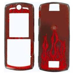 Wireless Emporium, Inc. Motorola L7 Trans. Red Flames Snap-On Protector Case Faceplate