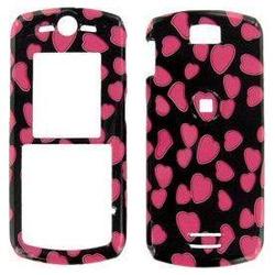 Wireless Emporium, Inc. Motorola L7c Black w/Hearts Snap-On Protector Case Faceplate