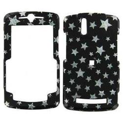 Wireless Emporium, Inc. Motorola Q9m Black w/ Glitter Stars Snap-On Protector Case w/ clip