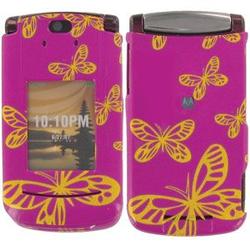 Wireless Emporium, Inc. Motorola RAZR2 V9 Hot Pink w/Glitter Butterflies Snap-On Protector Case Faceplate