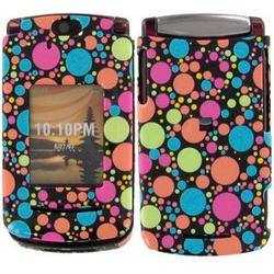 Wireless Emporium, Inc. Motorola RAZR2 V9m Black w/Color Dots Snap-On Protector Case Faceplate