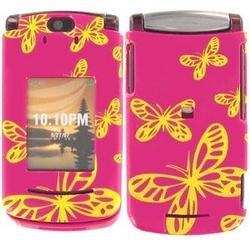 Wireless Emporium, Inc. Motorola RAZR2 V9m Hot Pink w/Glitter Butterflies Snap-On Protector Case Faceplate