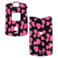 Wireless Emporium, Inc. Motorola V3/V3m/V3c Black with Hearts Snap-On Protector Case Faceplate