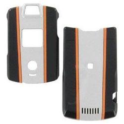 Wireless Emporium, Inc. Motorola V3/V3m/V3c Orange and White Stripes Snap-On Protector Case Faceplate