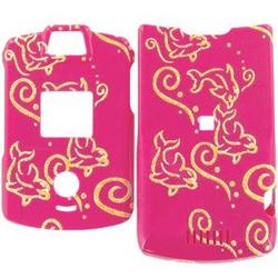 Wireless Emporium, Inc. Motorola V3/V3m/V3c Razr Hot Pink w/Glitter Dolphins Snap-On Protective Case