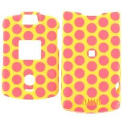 Wireless Emporium, Inc. Motorola V3/V3m/V3c Razr Yellow w/Pink Dots Snap-On Protective Case